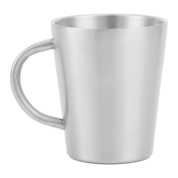 300 ml Bærbart Krus 304 Rustfrit Stål Dobbeltvægget Isoleret Kaffe Øl Kop med Håndtag Mat Sølv