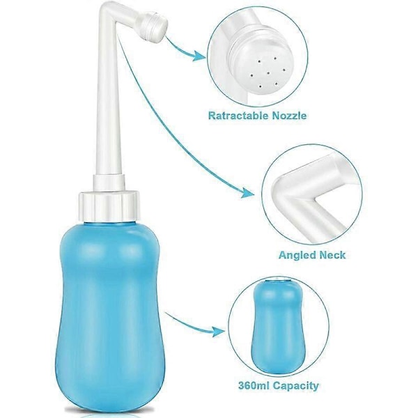 Bærbar reisebidet 360ml, egnet for bærbar perineal rengjøring etter fødsel på badet - Egnet for utendørs bruk, camping, reise