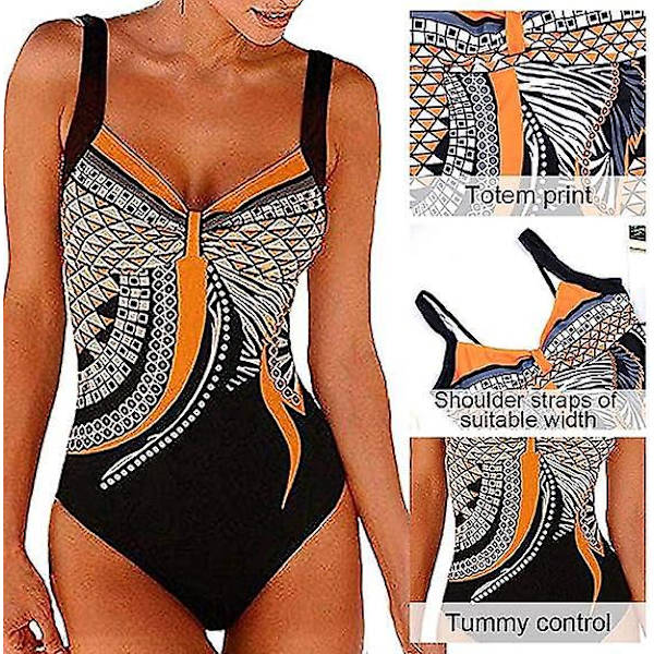 Dame vintage tribal print Push-Up Monokini badedragt
