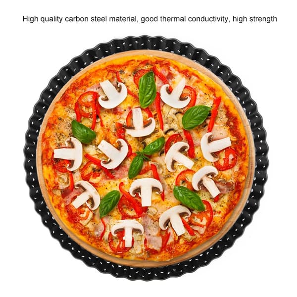 Hushåll Tjock Non-Stick Kolstål Pizzamögel Bakplåt Köksbakverktyg (M (8in))