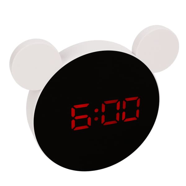 Speglad digital väckarklocka Söt musöronsformad LED-spegelklocka med snooze-modell nattläge för barn hem sovrum röd LED
