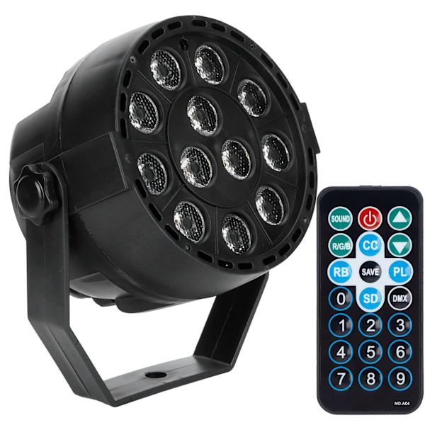 12 LED-brikker Spotlight RGB Lydkontroll Scenelys med Fjernkontroll for Fest KTV EU 90-240V