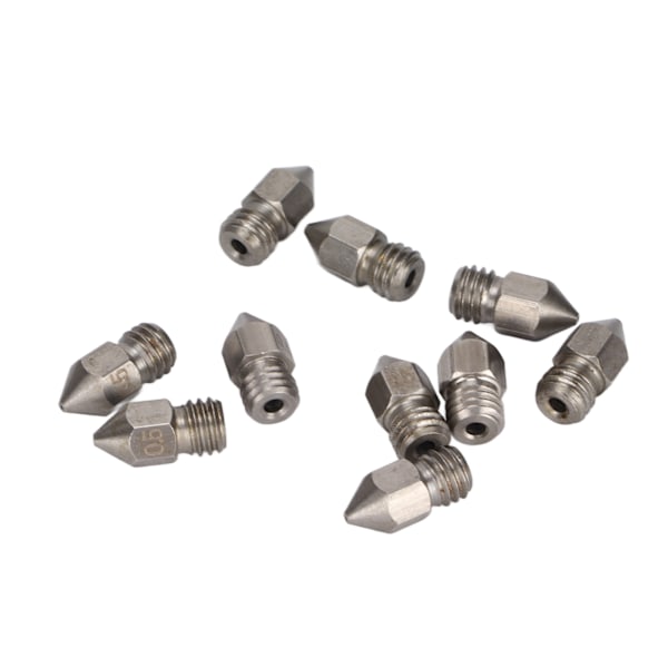 10 st 3D-skrivarmunstycken MK8 rostfritt stål 1,75 mm extruderingstryckhuvuddelar tillbehör 0,5 mm
