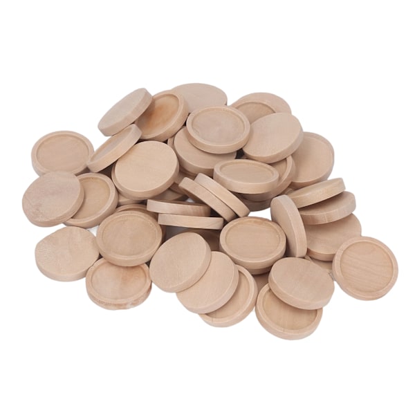 50 stk. runde trævedhængsbakker 30 mm ydre diameter runde DIY sycamore træramme vedhængsbakker til smykker