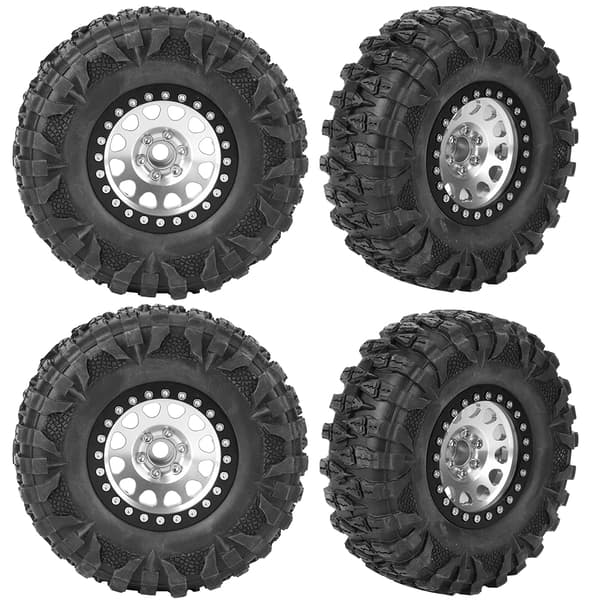 4kpl RC-telaketjun kumirengas metallivanne lisävaruste sopii 1/10 RC-autoon 2,2 tuumaa hopea