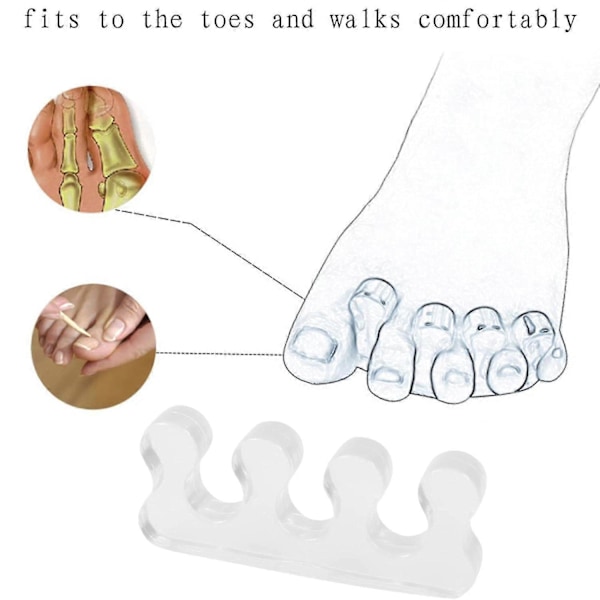 Tåseparatorer Silikone Hammer Tå Korrektorer Silikone Hammer Tå Korrektor Tåseparatorer Hallux Valgus (Transparent*2) Zekai transparent