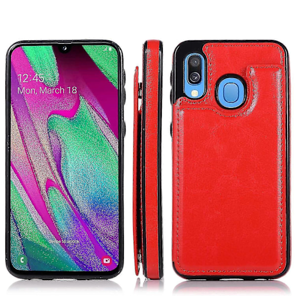 Samsung Galaxy A40 Læder Etui med Kortlommer - Premium Kvalitets Telefon Etui Rose