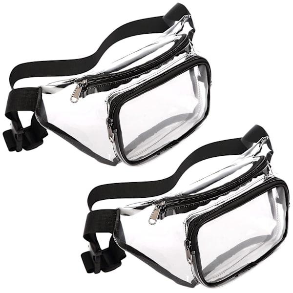 Klar Fanny Pack, Vandtæt Transparent Taljepose til Kvinder Mænd, Rejse, Sort