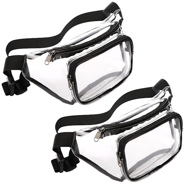 Klar Fanny Pack, Vanntett Transparent Midjeveske for Kvinner og Menn, Reise, Svart