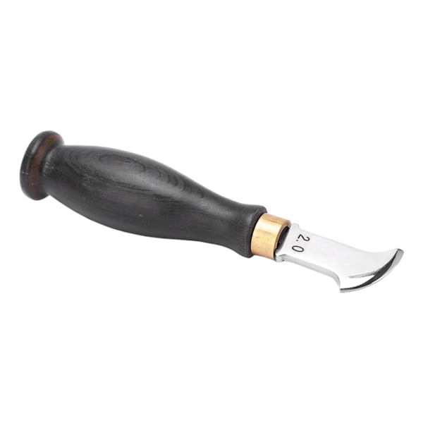 Lærskjærer Ergonomisk design 304 Rustfritt stål Sandeltrehåndtak Speilpolert Lærstrimlekutter 2,0 mm