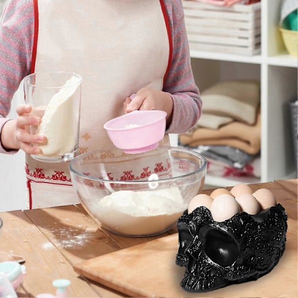 Hodeskalle Eggeholder Stativ Halloween Skjelett Egg Oppbevaring Organizer Gotisk Kjøkken Egg Keeper Display Rack Holder 6 Egg -CHN