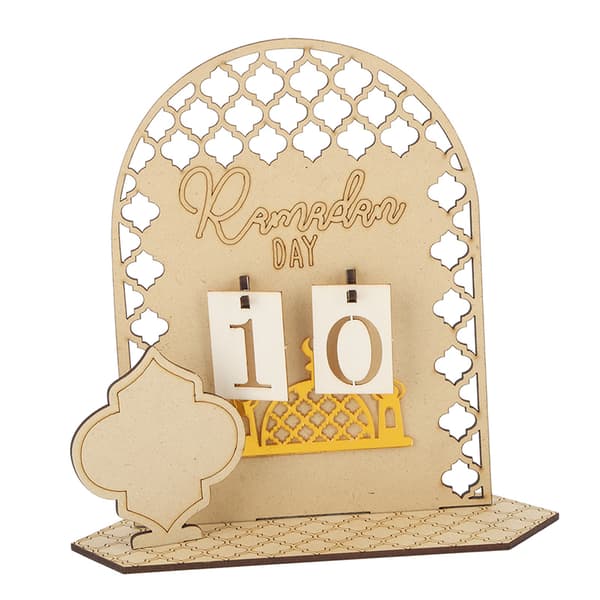 Ramadan Nedräkningskalender Trä Dekorativ Prydnad DIY Eid Kalender för Hemfest Helgdag Typ C