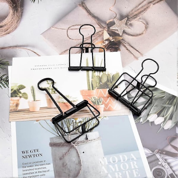Ekstra Store Binder Clips 2 Tommer, Klemmer Sorte til Kontor Skoleartikler (15 stk)