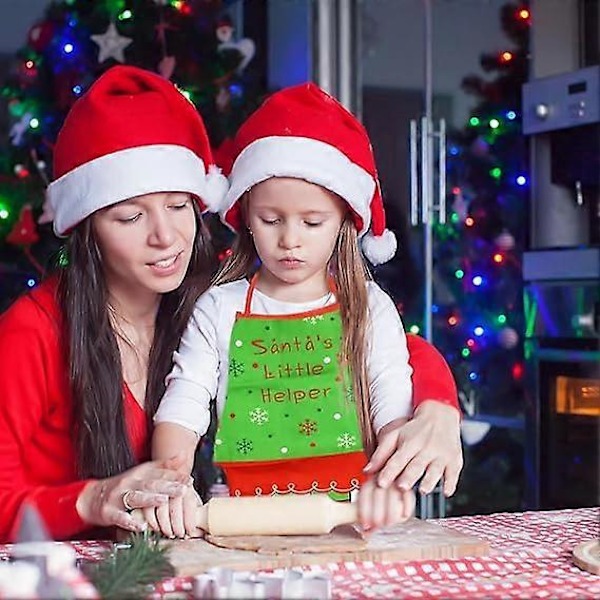 Julig Tecknad Kökförkläde för Julfest Kock Matlagning, Vuxen Förkläde med Tomte Snögubbe Älgmönster