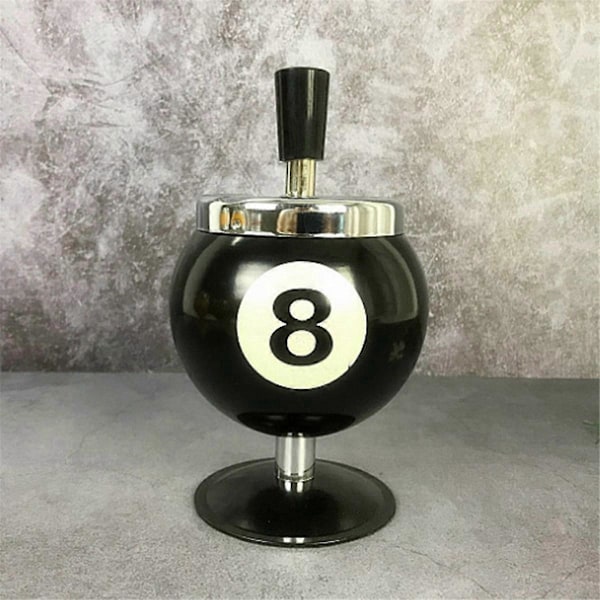 Pool Billiard Ball Design Askebæger Bærbart Metal Askebæger, Sort, Nr. 8
