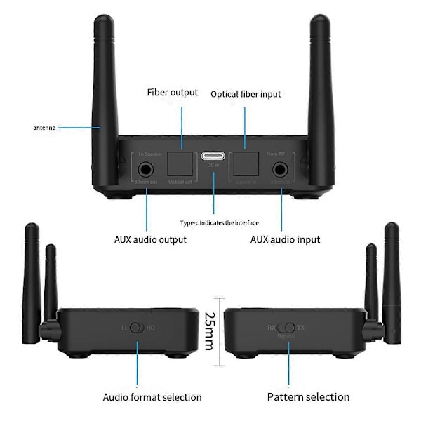 BT 5.2 Lähetin-vastaanotin 2-in-1 Qualcomm Audio -adapterille