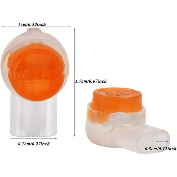 200 st Kabelskarvar UY2, Snabb skarvkoppling Vattentäta terminaler med Orange Transparent Knapp