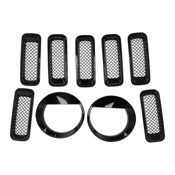 Front Mesh Grille Inserts Forlygte Trim Ringe Kit Dekoration Passer til Jeep Patriot 2011-2016