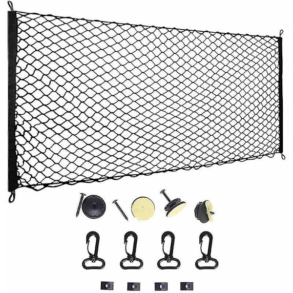 Bagasjenett for bil, 110x60cm Elastisk bagasjenett, Beskyttelsesnett, Multifunksjonelt skilleveggnett for hund, kjæledyr, bagasjeoppbevaring