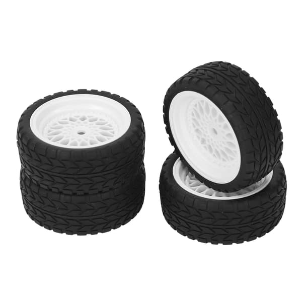 4 st RC-hjul Däck Gummidäck Plasthjul Fälg Bättre Grepp Stabil 1/10 Gummihjul Däck för 1/10 RC Racingbil Vit