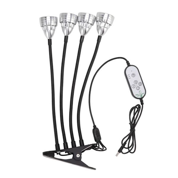 LED Grow Aluminium Alloy Light 4 Heads Bendable Adjustable USB Plant Light with Clip for Indoor