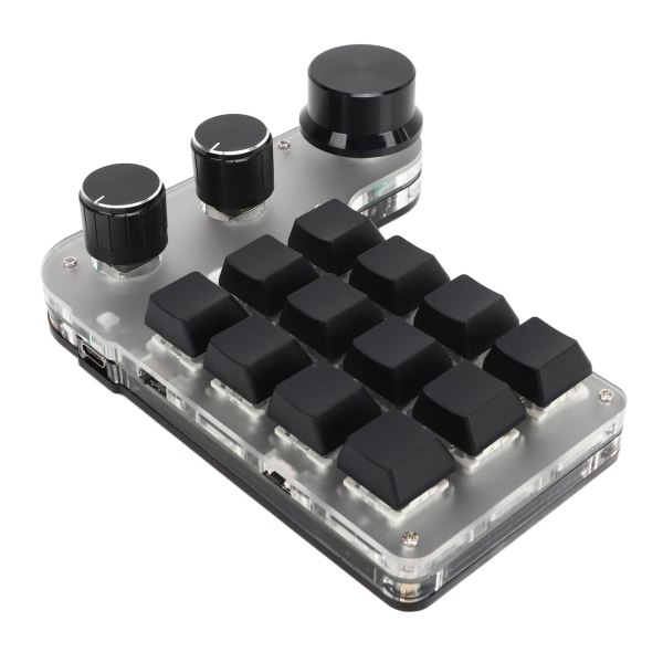 Programmerbart tastatur med RGB 3 knott 12 taster 2,4G USB-mottak Bluetooth DIY multifunksjonstastatur