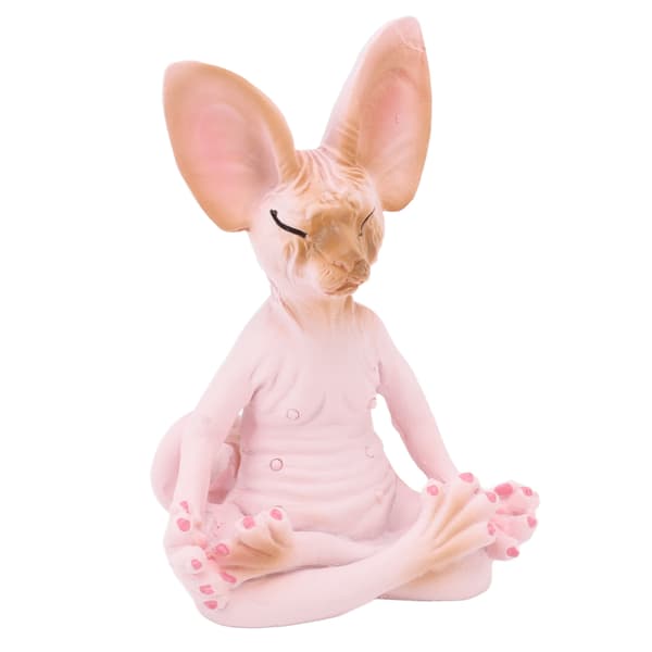 Kat Mediterer Statue Levende Detaljer Kat Mediterer Samlerfigurer til Hjemmekontor Yogarumspynt Gaver Pink