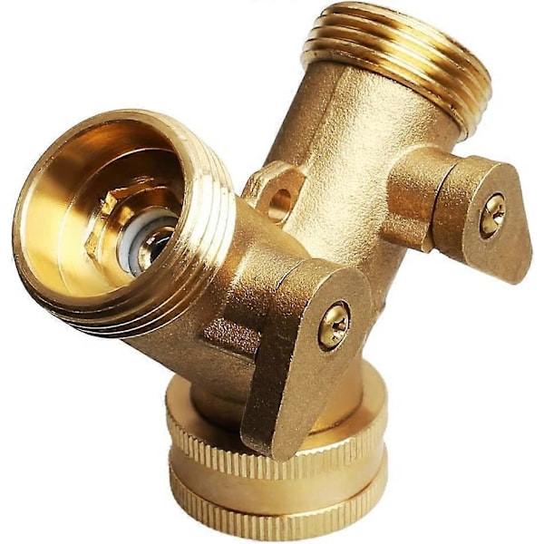 3/4\" Hane Y Splitter, Messing Manifold Havehane Y Ventil 2 Vejs Messinghane Haveslange Splitter To Vejs Slangekobling