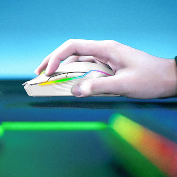 Trådlös mus USB Uppladdningsbar Ergonomisk trådlös spelmus för bärbar dator Vit