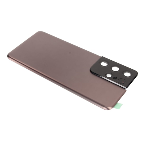Takalasin kannen vaihto, jossa on esiasennettu kameran linssi ja teippiosat Galaxy S21 Ultra Brown -puhelimeen