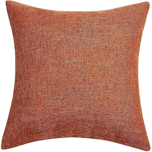 Sett med 2 oransje putetrekk rustikk lin dekorativt firkantet pynteputetrekk 50x50 cm for sofa dekorasjon