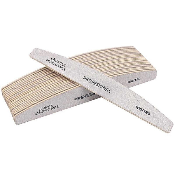 100 stk. Archos Grå Træ Negle Buffere 100/180 Professionel til Manicure og Pedicure Dobbeltsidet Neglebuffer Negleforsyning