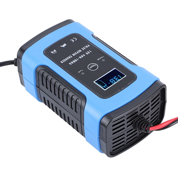 12V 6A Pulsreparationsbatterioplader med støjsvag køleventilator til bilmotorcykel 100‑240VAU-stik