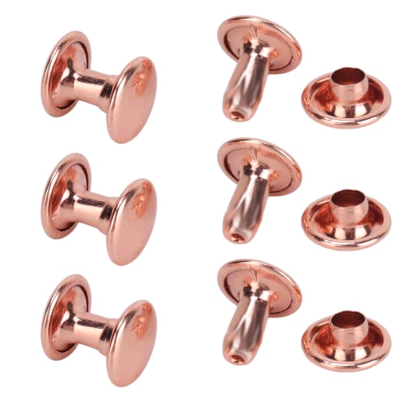 300 set lädernitar 6x8 mm 7x8 mm 8x8 mm roséguld Stark metall dubbla cap för hattbältesskor