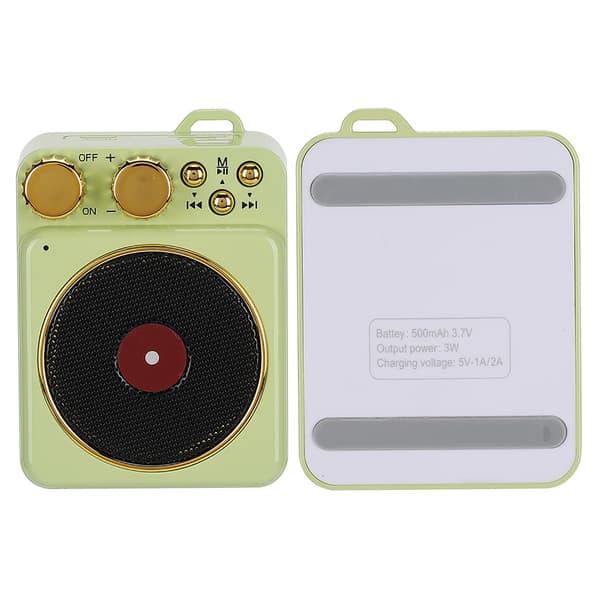 DC 3.7V Retro Bluetooth 5.0 Højttaler med Smart Audio Stemmeudsendelse til MP3 / TF-kort Grøn