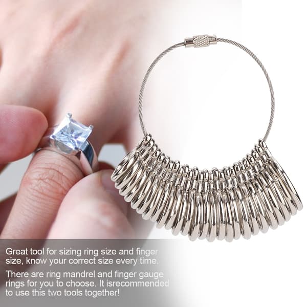 Solid metall finger måler ring dorn sizer måling størrelse pinne smykker verktøy