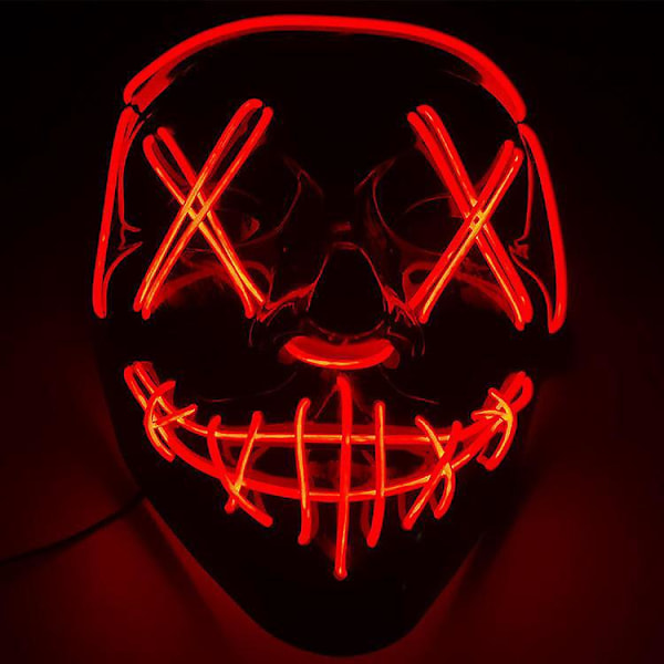 Scary LED Halloween Maske - Rød+Blå Lysende Party Favor