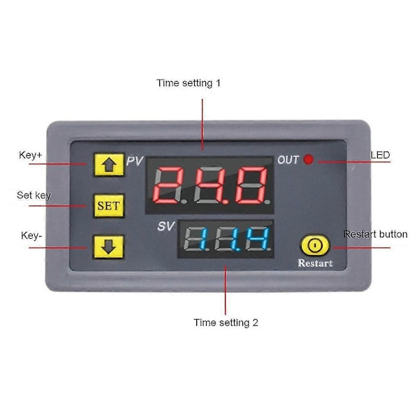 Digitalt Tidsfördröjningsrelä LED-Display Cykeltimer Kontrollbrytare Justerbart Timerrelä Tidsfördröjning Zekai