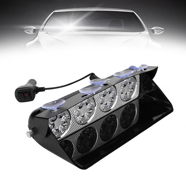 12V 24W 2000LM LED Strobe Nødlys Sugekopp Advarsel Sikkerhetssignallampe (Hvit Gul)