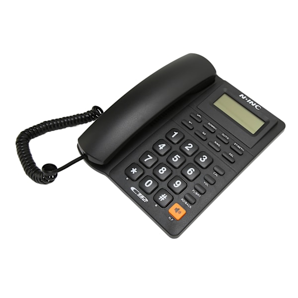 Ledning fastnettelefon Multifunktion Caller ID Display Hurtigopkald Sidst nummer Genopkald Desktop Telefon til hjemmekontor Sort