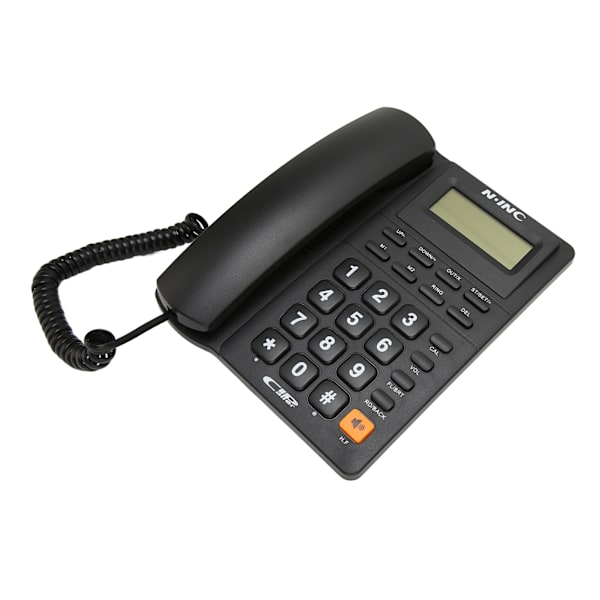 Sladdtelefon med flera funktioner, Caller ID-display, snabbval, senaste numret återuppringning, skrivbordstelefon för hemmakontor, svart