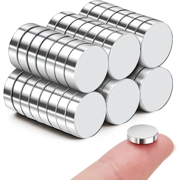 Pienet pyöreät jääkaappimagneetti, Premium Neodyymimagneetti jääkaappiin ja valkotauluun (Hopea)