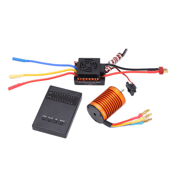 F540 4370KV børsteløs motorsett med vanntett 60A ESC og programmeringskort for 1/10 RC-bil