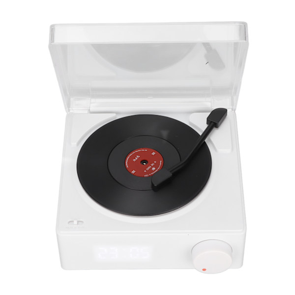 X11 Bluetooth Väckarklocka högtalare 360 ​​graders stereoljud Retro Roterande Vinylskiva Väckarklocka Högtalare DC 5V1A Vit