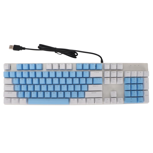 104 Key Mekaaninen Näppäimistö Sininen Switch RGB USB Kulutuksenkestävä Naarmuuntumaton Pelinäppäimistö Valkoinen Sininen