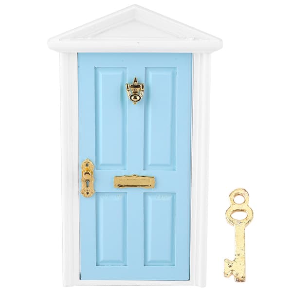 1:12 Dockhus Miniatyrer Trädörr Barn Rolig Leksak Present Dekor (Blå)