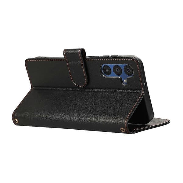 Compatible Case for Samsung Galaxy A56 5G, Multi-Slot, Zipper, Leather Case with Wrist Strap Black
