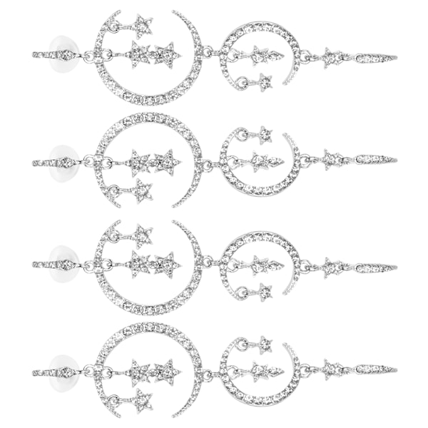 2 par øredobber i legering med diamant, romantisk månestjerne, mote smykker for kvinner og jenter, tilbehør, hvitt