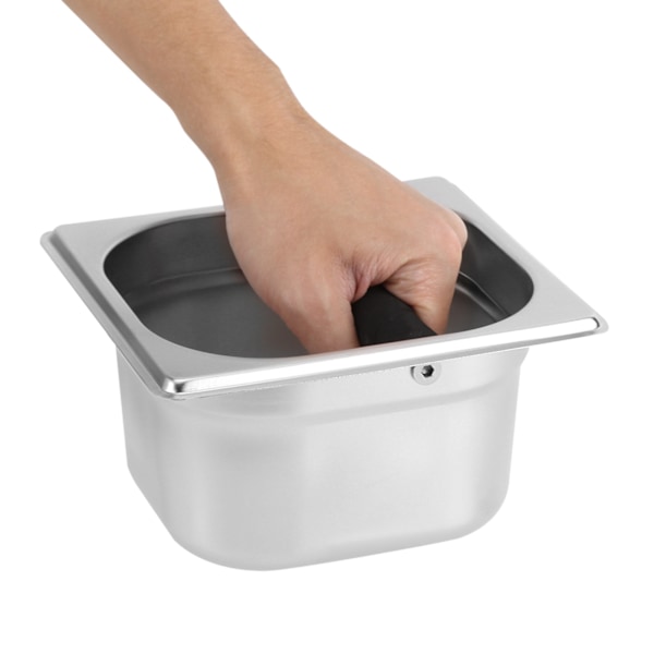 Espresso Knock Box-beholder i rustfrit stål med gummistang til kaffemaskine S