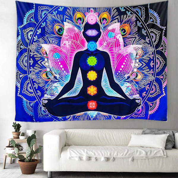 1 st Väv Yoga Meditation Väggbonad Färgglad Psykedelisk Väv Heminredning Sovrum Väggkonst Dekor (150x130cm)